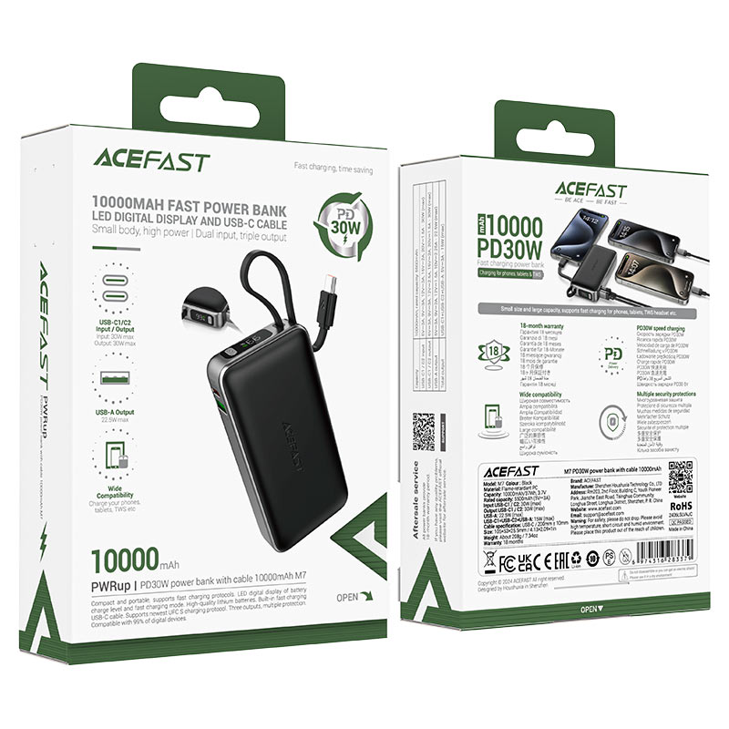 Acefast 10000mAh Fast Charge Power Bank M7 PD30W - Saif Al Najmi Kw