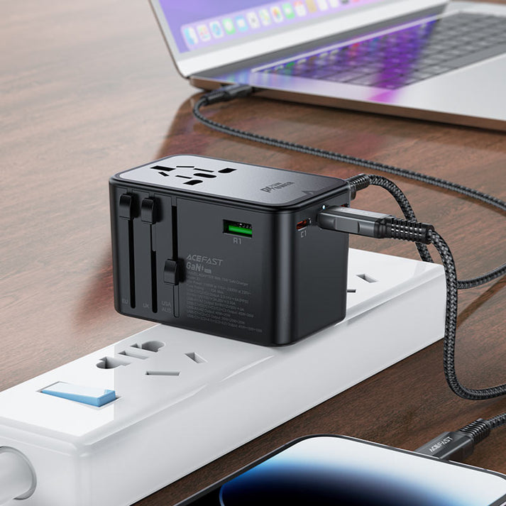 Acefast Z1 GaN Charging Adapter – 2300W + 75W PD (3×USB - C + 2×USB - A) - Saif Al Najmi KwChargersACEFASTSaif Al Najmi KwAcefast Z1 GaN Charging Adapter – 2300W + 75W PD (3×USB - C + 2×USB - A)