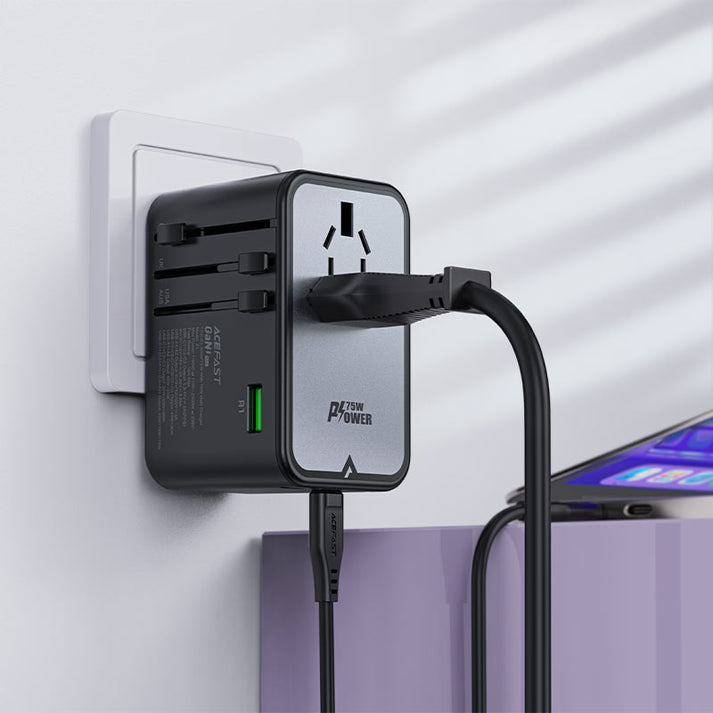 Acefast Z1 GaN Charging Adapter – 2300W + 75W PD (3×USB - C + 2×USB - A) - Saif Al Najmi KwChargersACEFASTSaif Al Najmi KwAcefast Z1 GaN Charging Adapter – 2300W + 75W PD (3×USB - C + 2×USB - A)