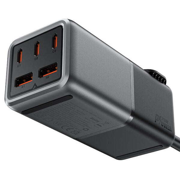 Acefast Fast Charge Power Strip Z3 PD75W GaN (3xUSB-C+2xUSB-A) - Saif Al Najmi Kw