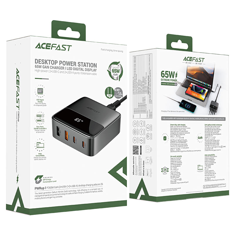 Acefast Z6 65W GaN Power Station – 4 - Port Desktop Charger (UK Plug) - Saif Al Najmi KwDesktop ChargersACEFASTSaif Al Najmi KwAcefast Z6 65W GaN Power Station – 4 - Port Desktop Charger (UK Plug)