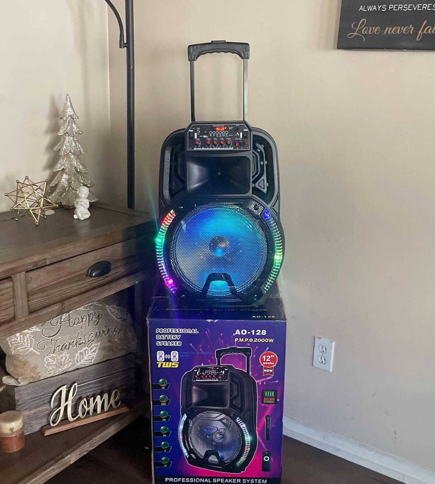 AO - 128 Professional Battery Speaker System – 12" Woofer, 2000W PMPO, RGB Lights, TWS - Saif Al Najmi KwLed Wireless SpeakersSaif Al Najmi KwSaif Al Najmi KwAO - 128 Professional Battery Speaker System – 12" Woofer, 2000W PMPO, RGB Lights, TWS