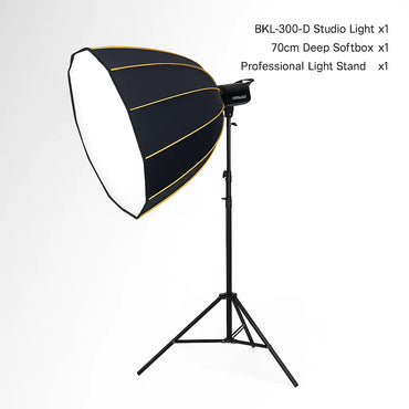 مجموعة فلاش BKL-300-D - صندوق إضاءة عميق 70 سم + حامل إضاءة احترافي 