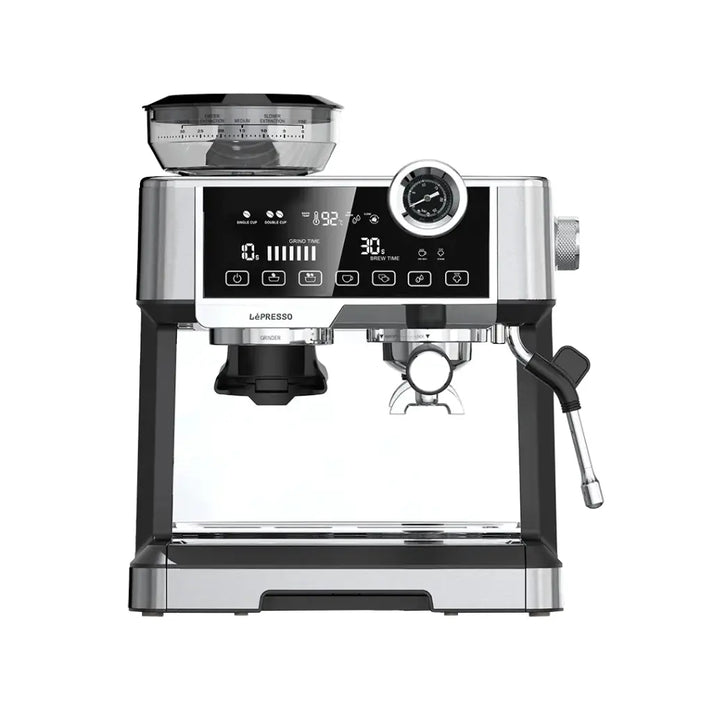 Lepresso Dual Boiler Espresso Machine with Conical Grinder & Pressure Gauge