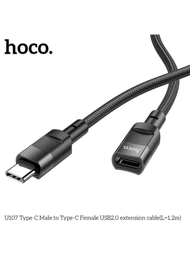 U107 Type-C Male to Type-C Female USB 2.0 Charger and Data Transfer (L=1.2m)