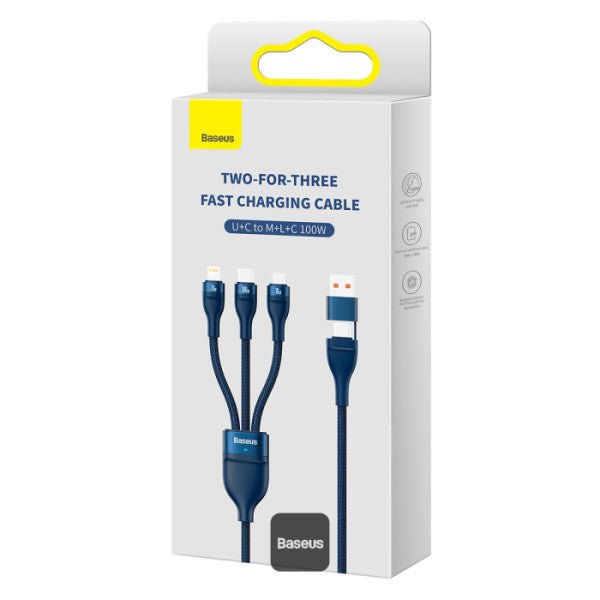 Baseus CASS03103 Flash Series II 100W Fast Charging Multi Cable 3 in 2 Cable 1.2M - Saif Al Najmi KwData CablesBaseusSaif Al Najmi KwBlackBaseus CASS03103 Flash Series II 100W Fast Charging Multi Cable 3 in 2 Cable 1.2M - Saif Al Najmi Kw