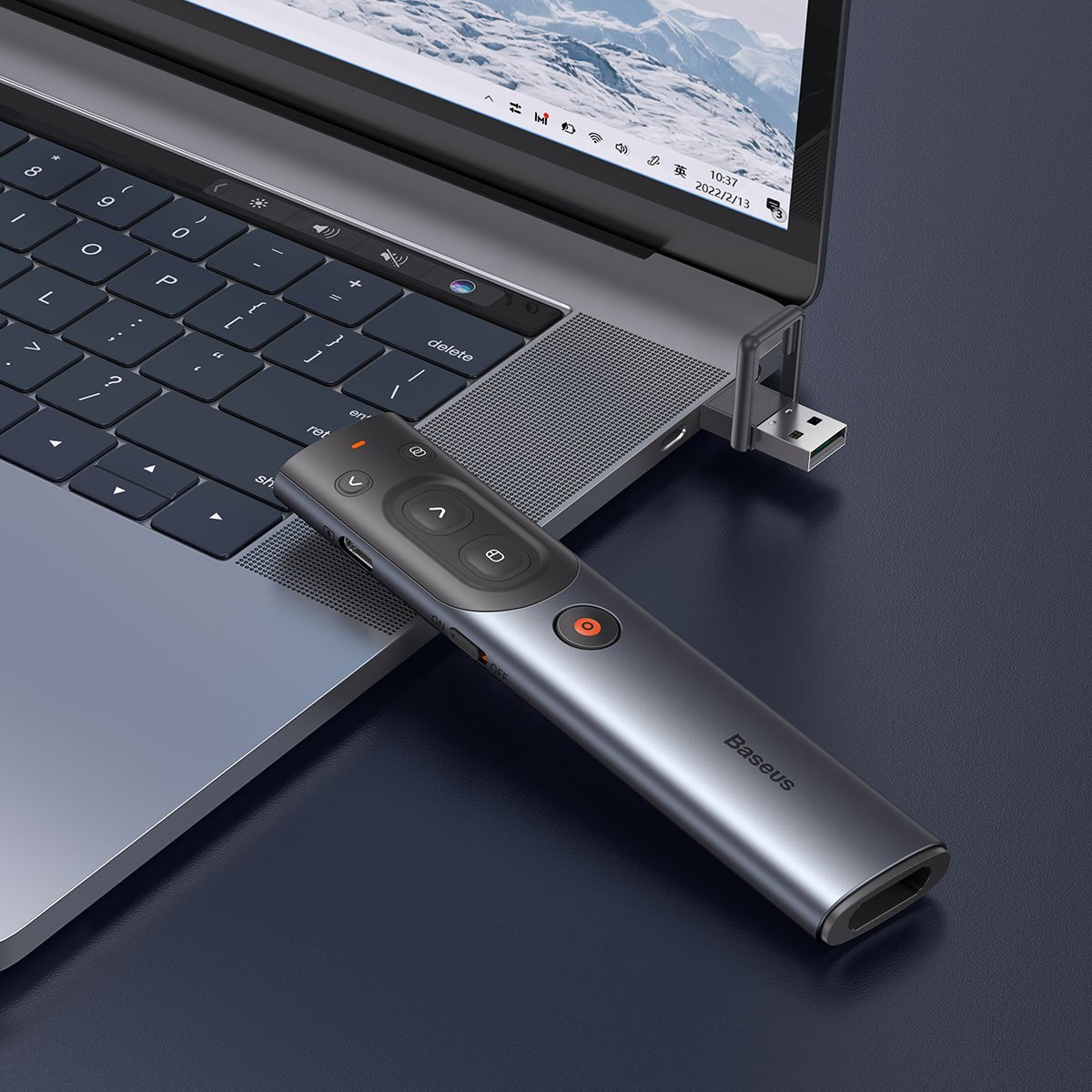 Baseus Orange Dot AI Wireless Presenter – Red Laser & Rechargeable - Saif Al Najmi KwPointer penBaseusSaif Al Najmi KwBaseus Orange Dot AI Wireless Presenter – Red Laser & Rechargeable