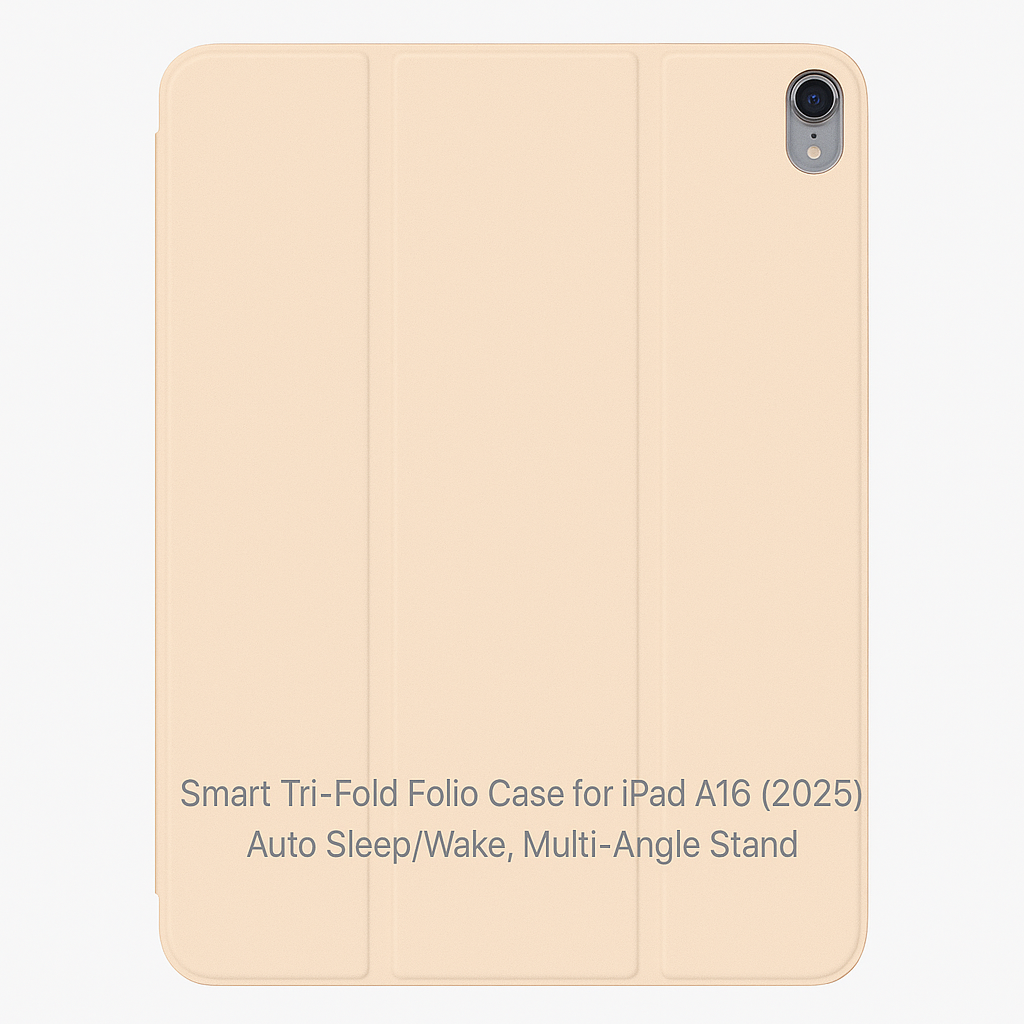 Smart Tri-Fold Folio Case for iPad 10 A16 (2025) – Auto Sleep/Wake, Multi-Angle Stand with pen slot