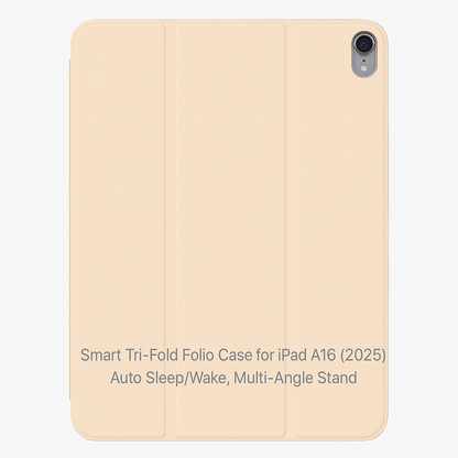 Smart Tri-Fold Folio Case for iPad 10 A16 (2025) – Auto Sleep/Wake, Multi-Angle Stand with pen slot