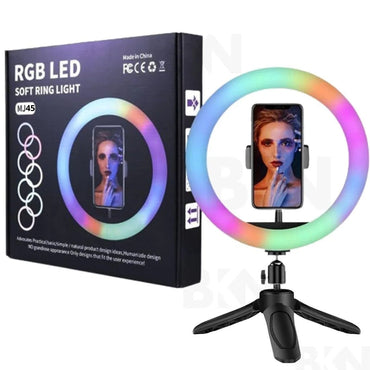 BKN® Portable MJ45 18" RGB Desktop Soft LED Ring Light - 16 RGB Colors & Three Mobile Holders - Saif Al Najmi KwLED LightBKNSaif Al Najmi KwBKN® Portable MJ45 18" RGB Desktop Soft LED Ring Light - 16 RGB Colors & Three Mobile Holders - Saif Al Najmi Kw