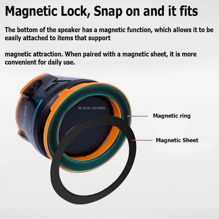 BLACK CROWN DY100 Mini Magnetic Bluetooth Speaker - RGB LED, Rechargeable, Portable - Saif Al Najmi KwWireless SpeakersSaif Al NajmiSaif Al Najmi KwBLACK CROWN DY100 Mini Magnetic Bluetooth Speaker - RGB LED, Rechargeable, Portable - Saif Al Najmi Kw