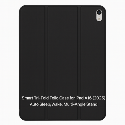 Smart Tri-Fold Folio Case for iPad 10 A16 (2025) – Auto Sleep/Wake, Multi-Angle Stand with pen slot