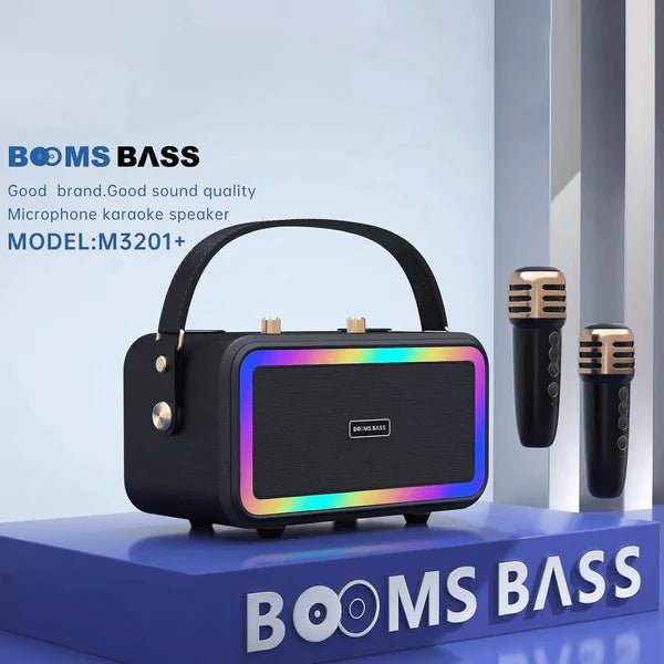 BOOMS BASS M3201+ TWS Wireless Bluetooth Dual Microphone Karaoke Family KTV Portable 3D Stereo Speaker - Saif Al Najmi KwWireless SpeakersBOOMSSaif Al Najmi KwM3201+132061BOOMS BASS M3201+ TWS Wireless Bluetooth Dual Microphone Karaoke Family KTV Portable 3D Stereo Speaker - Saif Al Najmi Kw