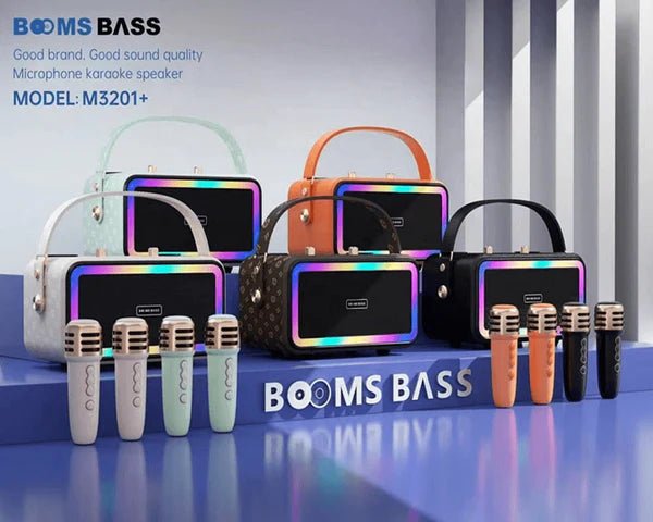 BOOMS BASS M3201+ TWS Wireless Bluetooth Dual Microphone Karaoke Family KTV Portable 3D Stereo Speaker - Saif Al Najmi KwWireless SpeakersBOOMSSaif Al Najmi KwM3201+132061BOOMS BASS M3201+ TWS Wireless Bluetooth Dual Microphone Karaoke Family KTV Portable 3D Stereo Speaker - Saif Al Najmi Kw