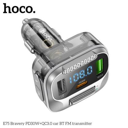 Hoco E75 30W PD USB QC3.0 Car Bluetooth MP3 FM Transmitter Charger - Saif Al Najmi Kw