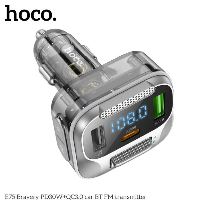Hoco E75 30W PD USB QC3.0 Car Bluetooth MP3 FM Transmitter Charger - Saif Al Najmi Kw