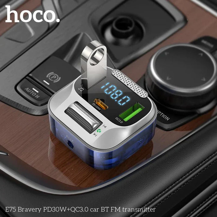 Hoco E75 30W PD USB QC3.0 Car Bluetooth MP3 FM Transmitter Charger - Saif Al Najmi Kw