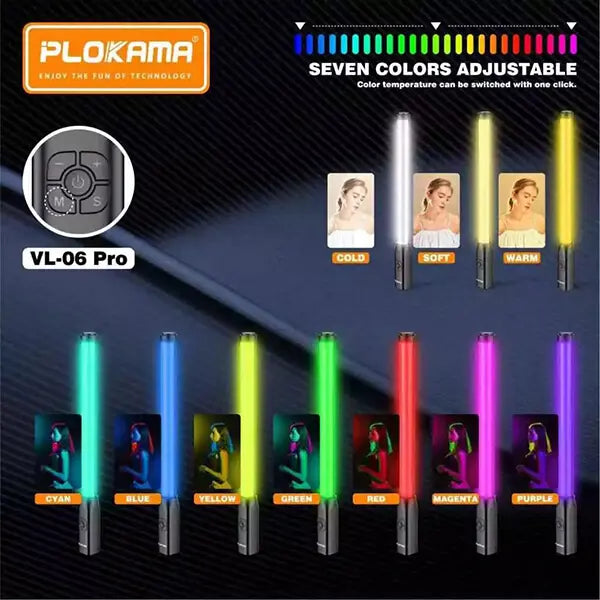 Plokama VL-06 Pro RGB Light Stick — Rechargeable 7W