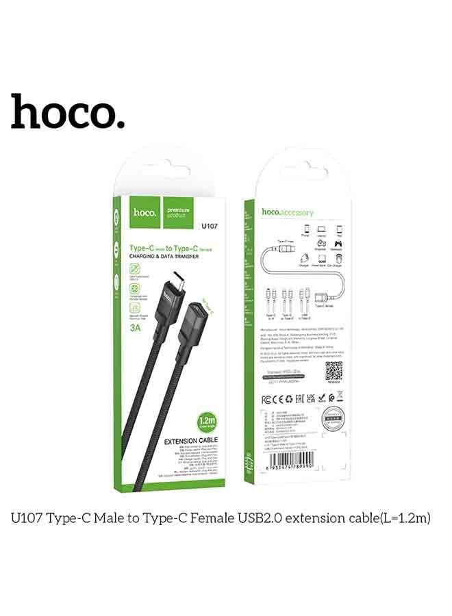 U107 Type-C Male to Type-C Female USB 2.0 Charger and Data Transfer (L=1.2m)