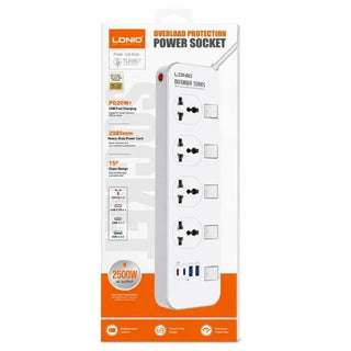 LDNIO Defender Series Overload Protection Power Socket 2500W PD20W