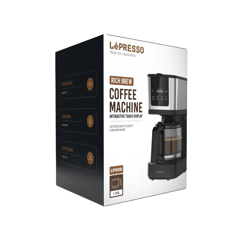 LePresso Rich Brew Coffee Machine Interactive Touch Display – Black