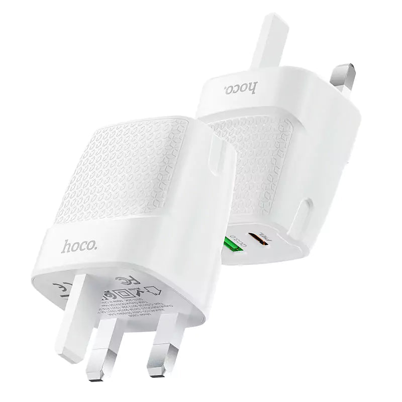 C85B Bright dual port PD20W+QC3.0 charger(UK) - White - Saif Al Najmi KwChargersHocoSaif Al Najmi KwHOCO C85B129675C85B Bright dual port PD20W+QC3.0 charger(UK) - White - Saif Al Najmi Kw