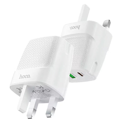C85B Bright dual port PD20W+QC3.0 charger(UK) - White - Saif Al Najmi KwChargersHocoSaif Al Najmi KwHOCO C85B129675C85B Bright dual port PD20W+QC3.0 charger(UK) - White - Saif Al Najmi Kw