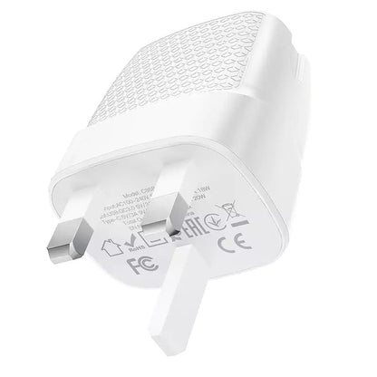 C85B Bright dual port PD20W+QC3.0 charger(UK) - White - Saif Al Najmi KwChargersHocoSaif Al Najmi KwHOCO C85B129675C85B Bright dual port PD20W+QC3.0 charger(UK) - White - Saif Al Najmi Kw