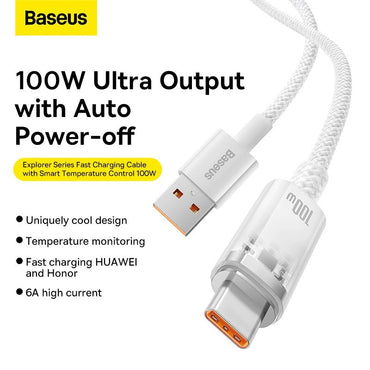 Cable Quick Charge USB - C Baseus Flash, 6A,1m - White - Saif Al Najmi KwData CablesBaseusSaif Al Najmi KwCATS010403 WHITE131904Cable Quick Charge USB - C Baseus Flash, 6A,1m - White - Saif Al Najmi Kw
