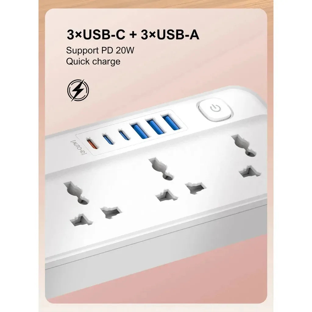 LDNIO SC5614C 5 AC Outlets Universal Power Strip – USB-A/USB-C 2M