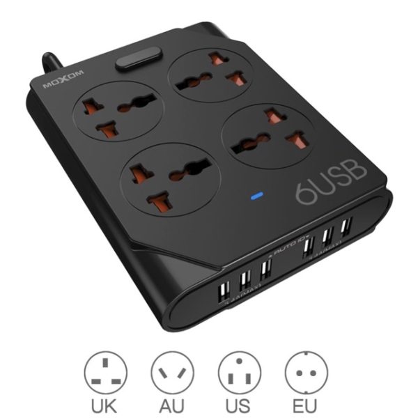 Moxom KH-63 Power Strip 4 Socket 6 USB 3.4A Kuwait
