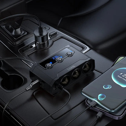 HOCO Z64 240W 3-in-1 Car Charger – 2C2A Digital Display