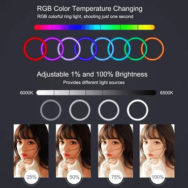 MJ-36 RGB LED Soft Ring Light - Adjustable Lighting for YouTube, Photography & Live Streaming - Saif Al Najmi Kw