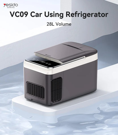 Yesido VC09 28L Portable Car Refrigerator – Dual-Zone Cooling & Heating (Brown)