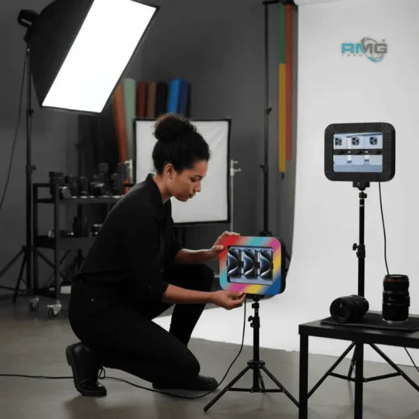 NeePho MJ-48 RGB Square Ring Light – 360° Rotation, 4 Phone Holders