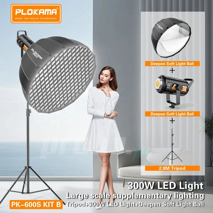 Plokama PK-600S-B Professional Softbox Lighting Kit 300W