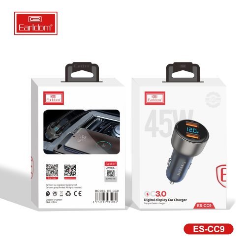 Earldom CC9 Digital Display Car Charger 45W - Saif Al Najmi KwCar ChargersEarldomSaif Al Najmi KwES-CC9Earldom CC9 Digital Display Car Charger 45W - Saif Al Najmi Kw