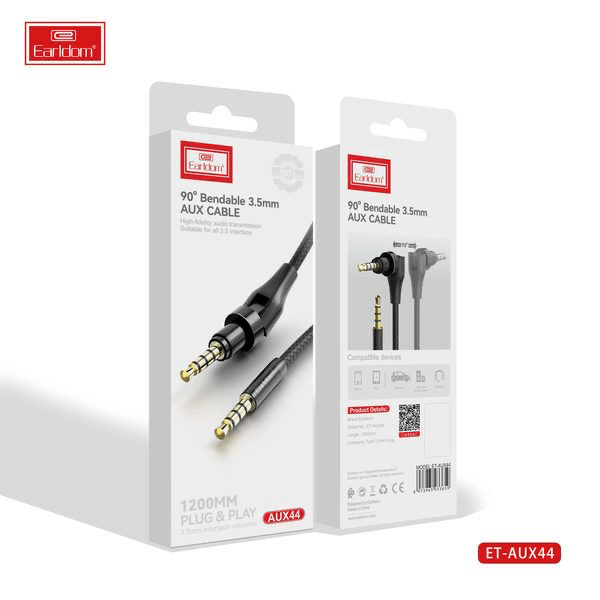 Earldom ET - AUX44 90° Bendable 3.5mm AUX Cable – 1.2M - Saif Al Najmi KwAUX CablesEarldomSaif Al Najmi KwEarldom ET - AUX44 90° Bendable 3.5mm AUX Cable – 1.2M