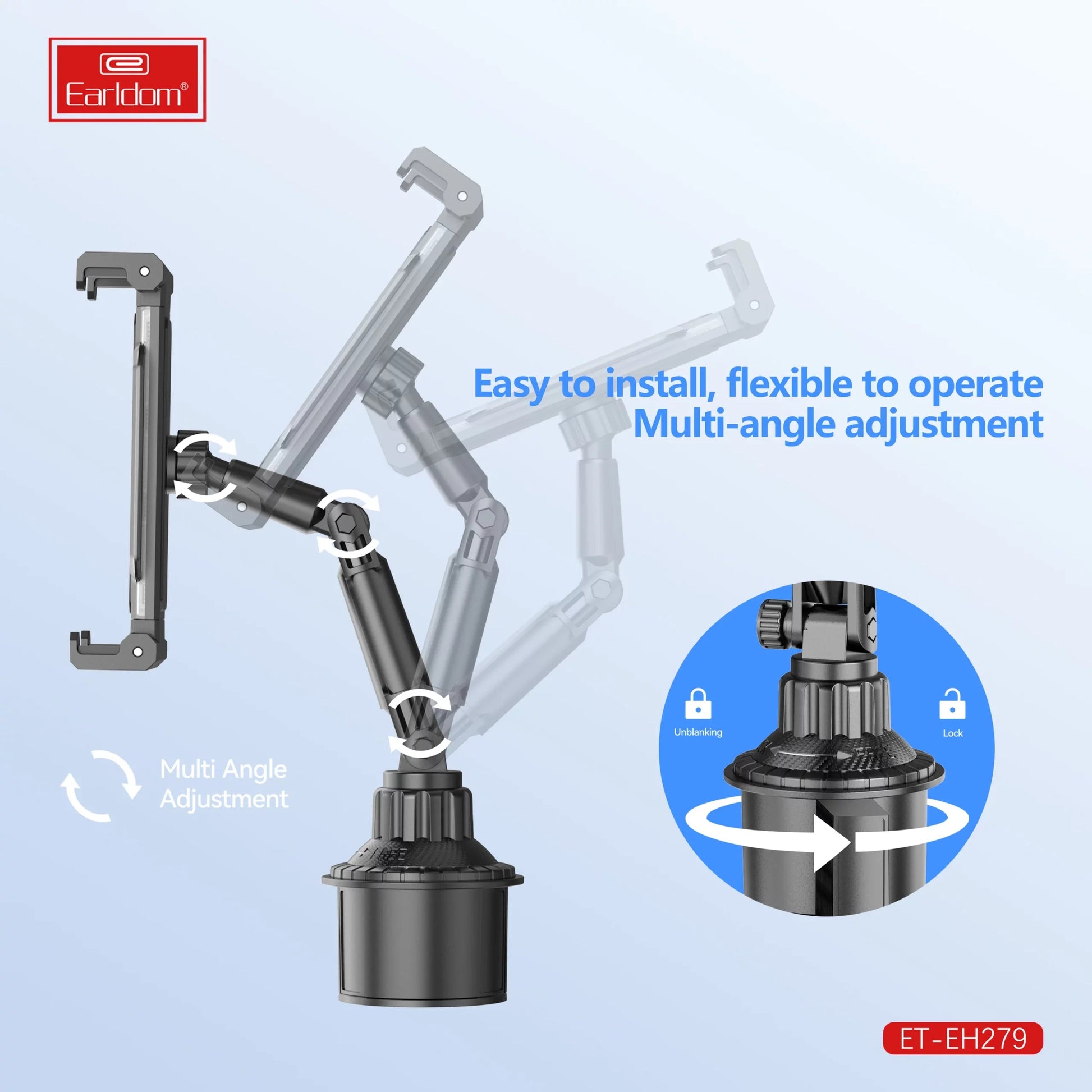 Earldom ET - EH279 Car Cup Mount Phone Holder – Adjustable Arm - Saif Al Najmi KwPhone HolderEarldomSaif Al Najmi KwEarldom ET - EH279 Car Cup Mount Phone Holder – Adjustable Arm