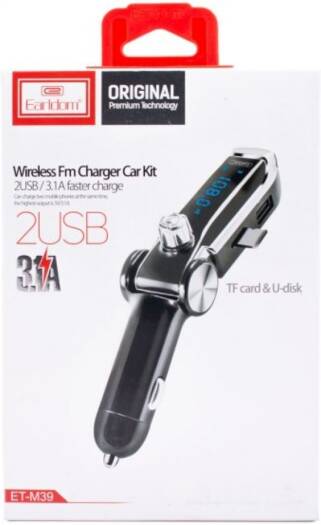 Earldom ET - M39 Bluetooth Lighter Charger Wireless FM Transmitter & Dual USB Fast Charger Car Kit - Saif Al Najmi KwCar ChargersEarldomSaif Al Najmi KwES-M39Earldom ET - M39 Bluetooth Lighter Charger Wireless FM Transmitter & Dual USB Fast Charger Car Kit - Saif Al Najmi Kw