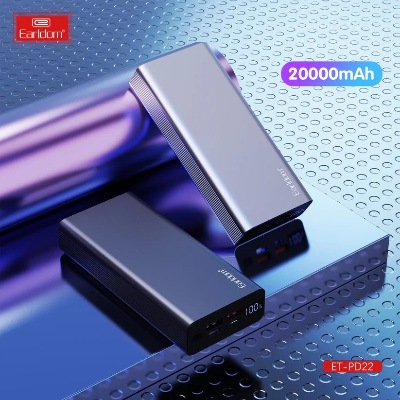 EARLDOM PD22 20000mAh 20W Power Bank - Black - High Capacity & Fast Charging - Saif Al Najmi KwPower BanksEarldomSaif Al Najmi KwEARLDOM PD22 20000mAh 20W Power Bank - Black - High Capacity & Fast Charging - Saif Al Najmi Kw