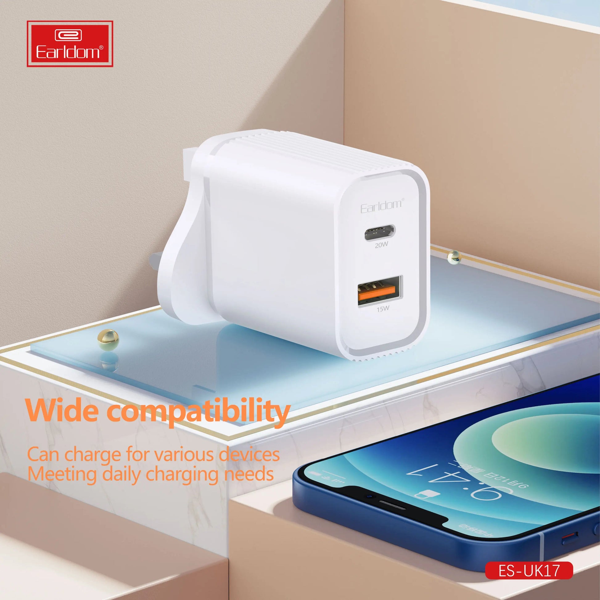 Earldom UK17 20W PD + 18W QC3.0 USB Wall Charger (UK Plug) - Saif Al Najmi KwChargersEarldomSaif Al Najmi KwEarldom UK17 20W PD + 18W QC3.0 USB Wall Charger (UK Plug) - Saif Al Najmi Kw