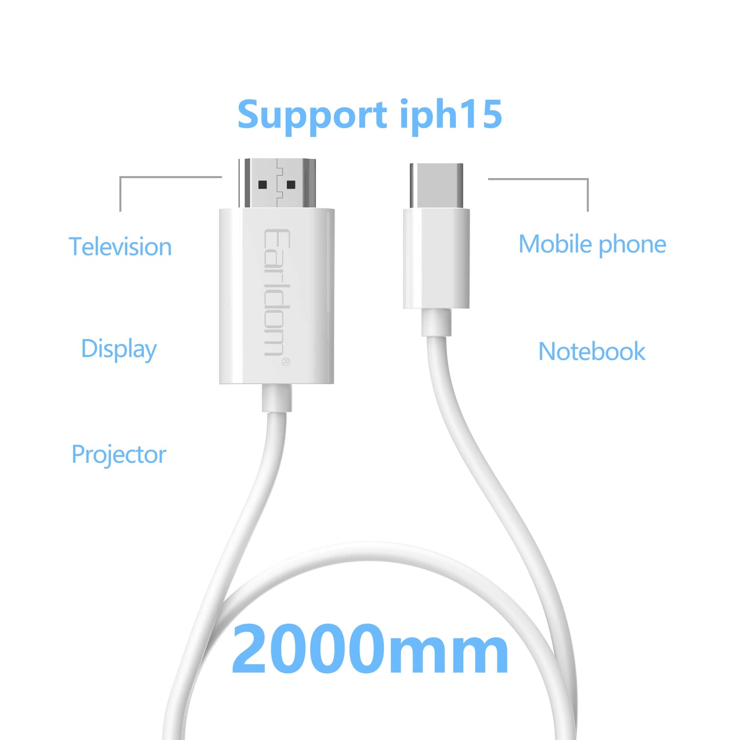 Earldom USB-C to HDMI Cable – 4K@60Hz, 2M, ET-W32