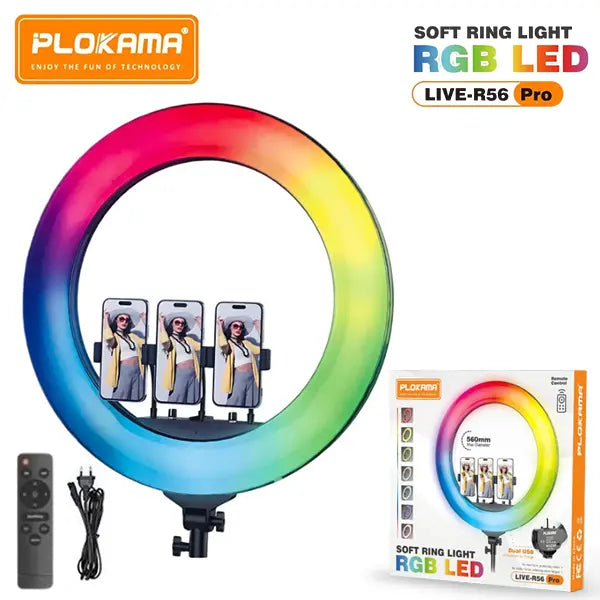 Plokama R56 Pro RGB Ring Light 22-Inch Soft LED