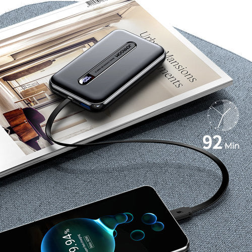 Joyroom power bank with built-in Lightning cable 20W 10000mAh PD QC3.0 black JR-L001 - Saif Al Najmi Kw