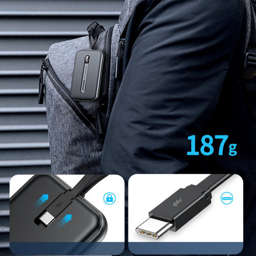 Joyroom power bank with built-in Lightning cable 20W 10000mAh PD QC3.0 black JR-L001 - Saif Al Najmi Kw