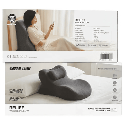 Ergonomic Wedge Pillow Green Lion Relief Memory Foam Support - Black - Saif Al Najmi KwPillowGreen LionSaif Al Najmi KwErgonomic Wedge Pillow Green Lion Relief Memory Foam Support - Black