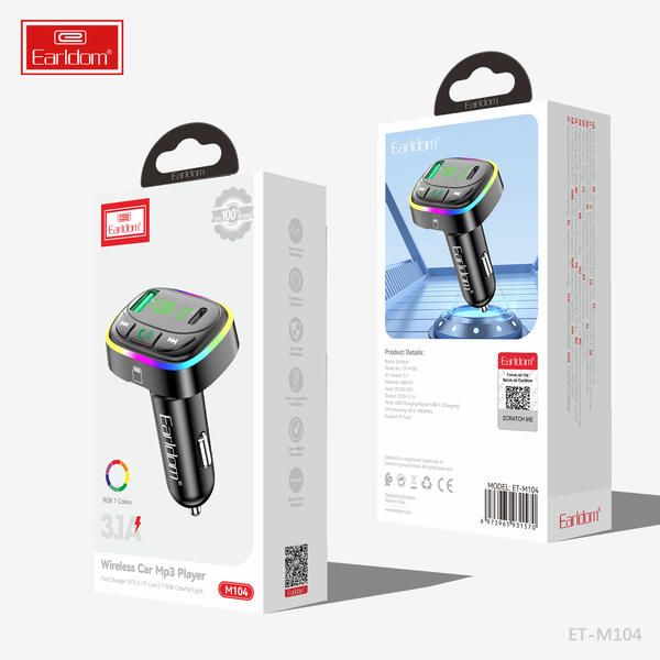 EarlDom ET-M104 Wireless Car MP3 Player with Dual USB + RGB Light