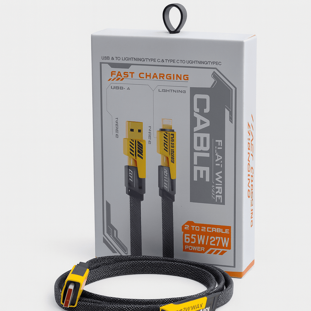 Fast Charging Flat Wire Cable – USB - A/Type - C to Lightning/Type - C (65W/27W) - Saif Al Najmi KwData CablesSaif Al Najmi KwSaif Al Najmi KwFast Charging Flat Wire Cable – USB - A/Type - C to Lightning/Type - C (65W/27W)