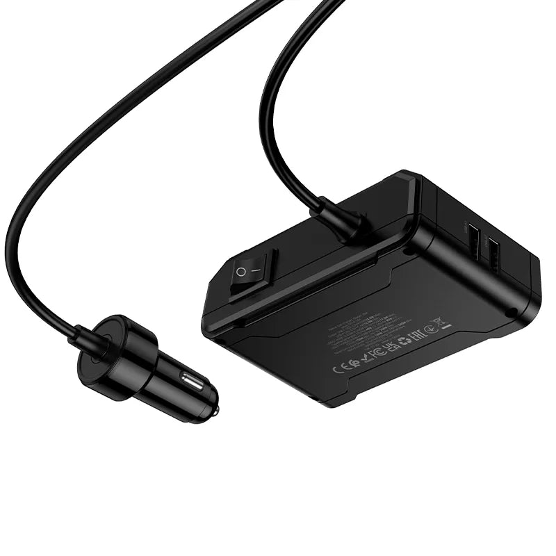 HOCO Z64 240W 3-in-1 Car Charger – 2C2A Digital Display